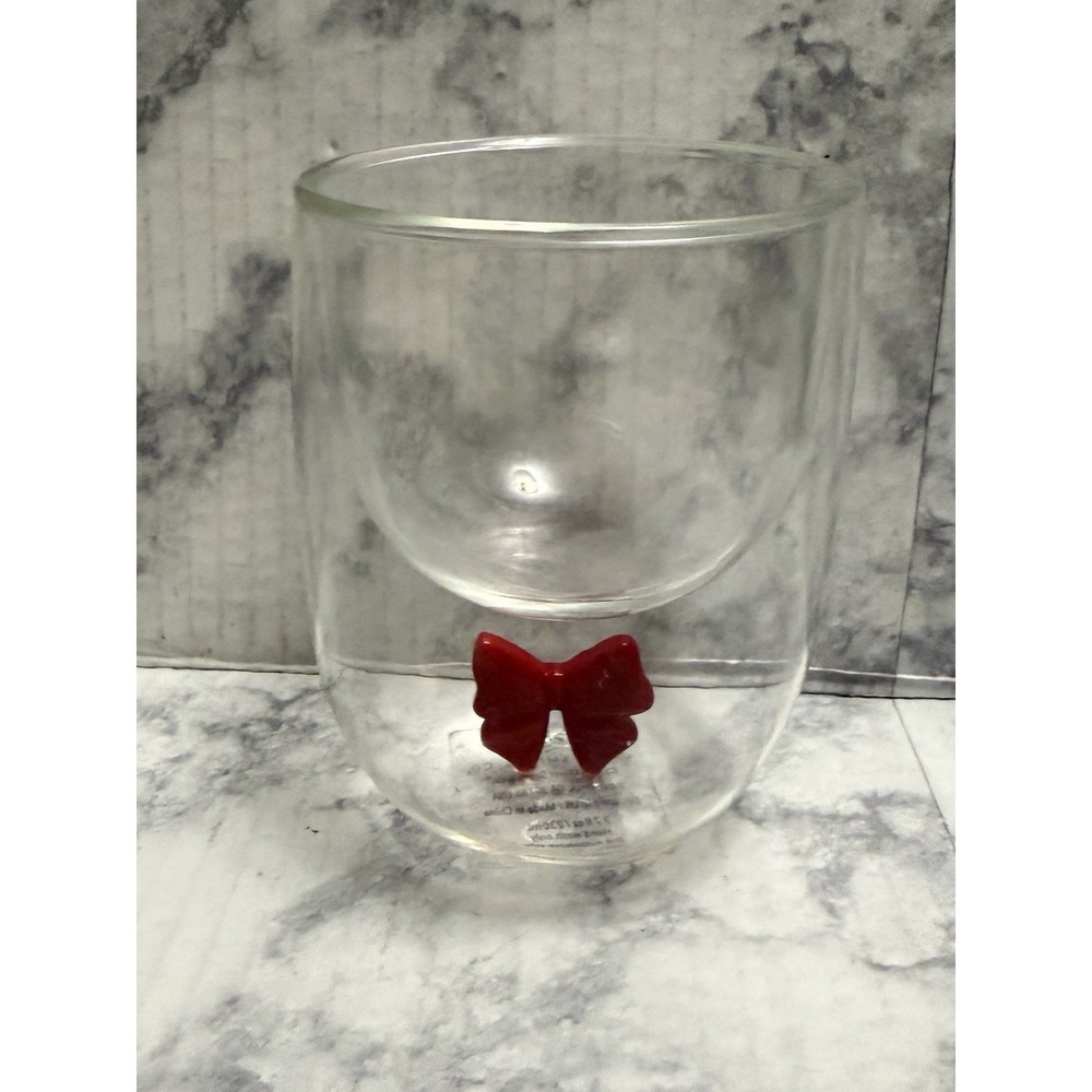 Oliver Smith Red Bow 3D Icon Double Wall Wine Glass Stemless New NWT Cup